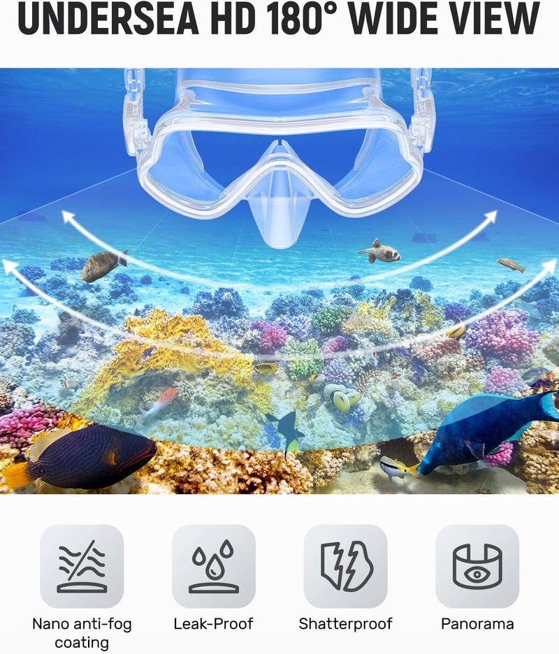 W WSTOO WSTOO Frameless Swim Goggles with Nose Cover for Adults, Panoramic Anti-Glare & Anti-Fog Tempered Glass Lenses, and Perfect Seal Food-Grade Silicone Skirt, Suitable for Snorkelling and Diving - Image 5